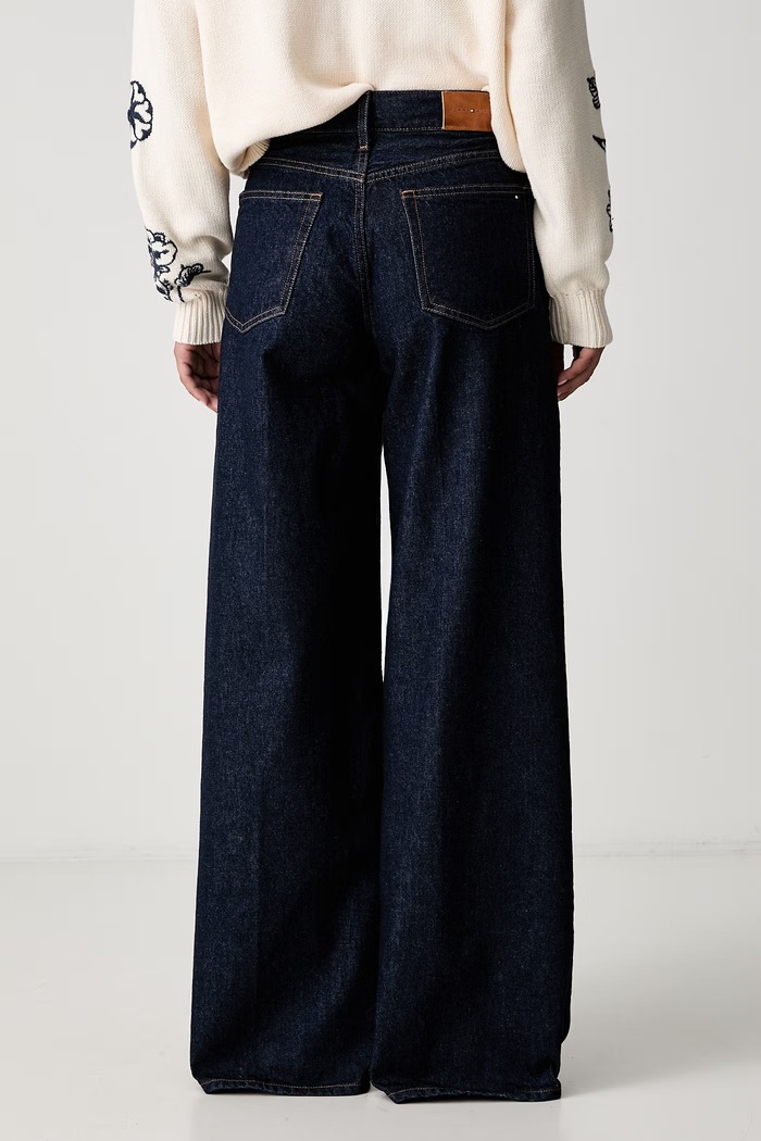 Odzież Tommy Hilfiger jeansy wide leg damskie WW0WW48567 granatowy