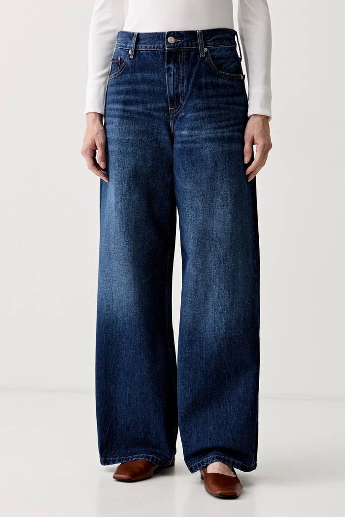 Tommy Hilfiger дънки wide leg дамски тъмносин WW0WW48567