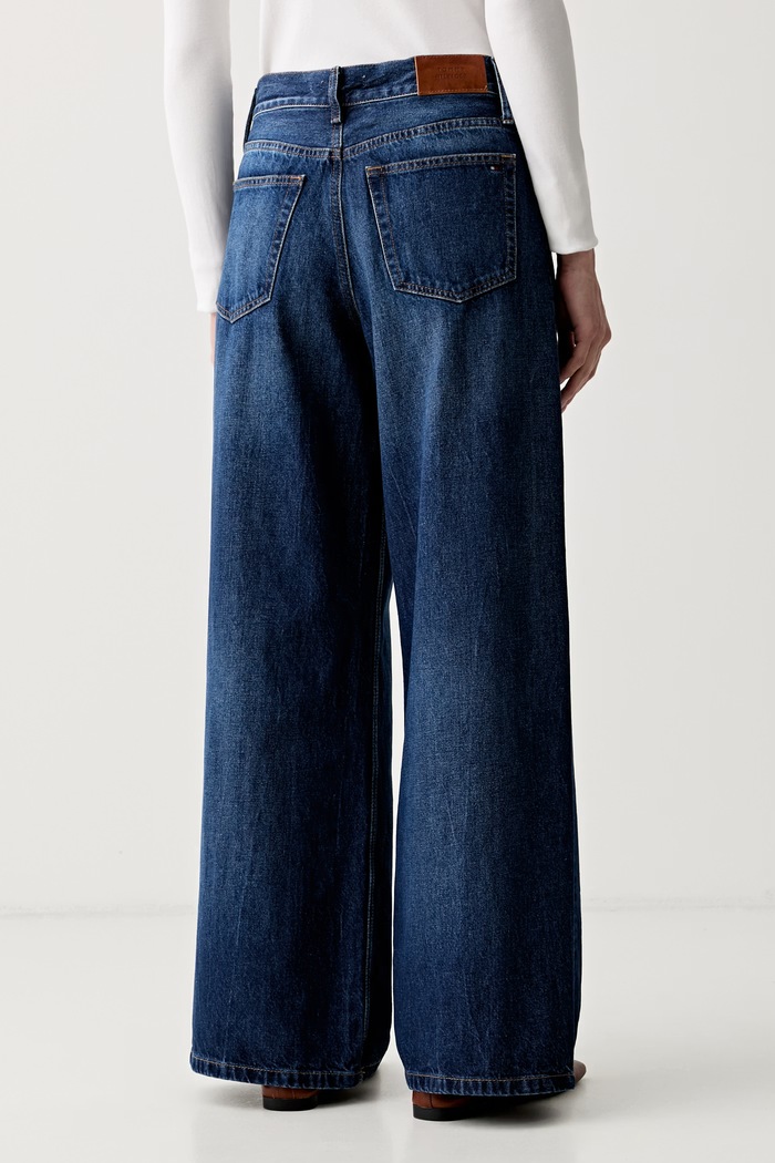 Дрехи Tommy Hilfiger дънки wide leg дамски WW0WW48567 тъмносин