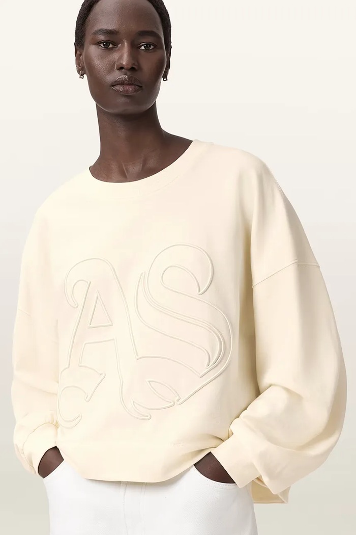 Bavlněná mikina AllSaints LILA béžová W066JE