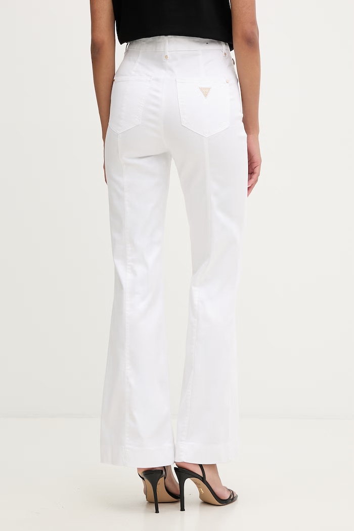 Odzież Guess spodnie damskie z lyocellem NEW FAYE W6GA0P.W2440 biały
