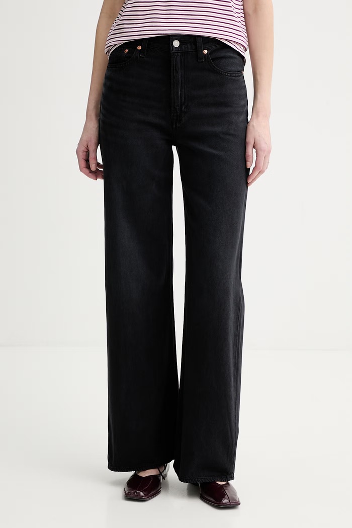 Levi's jeans RIBCAGE WIDE LEG H223 negru A6081.0076
