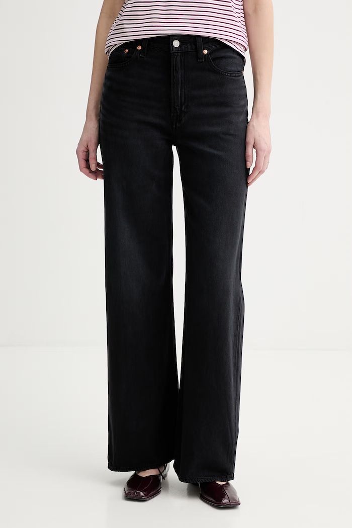 Levi's jeans RIBCAGE WIDE LEG H223 negru A6081.0076