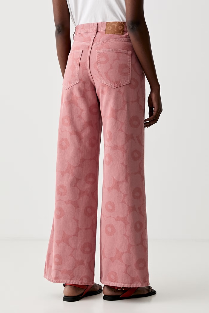 Дрехи Marimekko дънки wide leg дамски 095193 розов