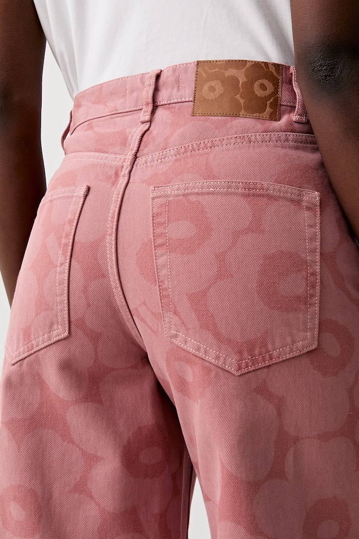 Marimekko дънки wide leg дамски розов 095193