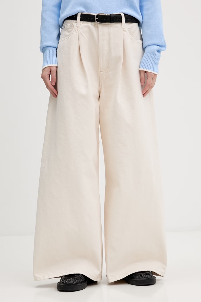Tommy Jeans jeansy relaxed fit damskie beżowy DW0DW22409