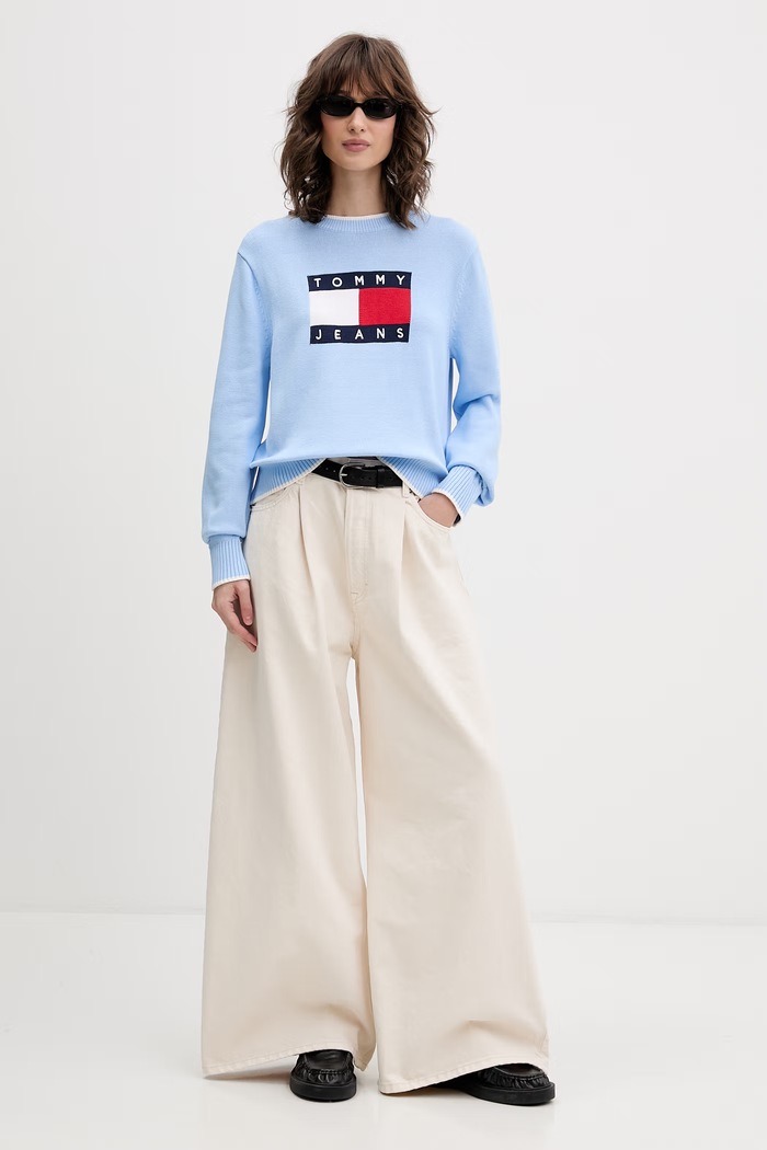 Tommy Jeans jeansy relaxed fit damskie DW0DW22409 beżowy SS26