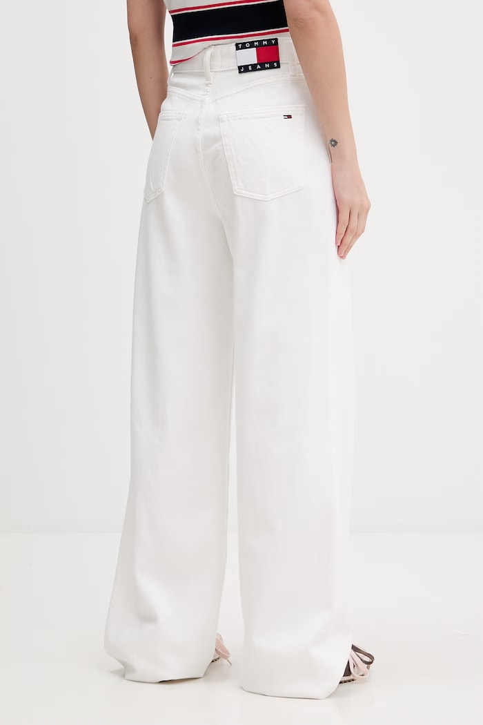 Odzież Tommy Jeans jeansy wide leg damskie DW0DW22648 biały