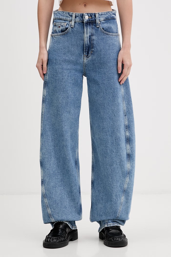 Tommy Jeans jeansy barrel damskie niebieski DW0DW22676