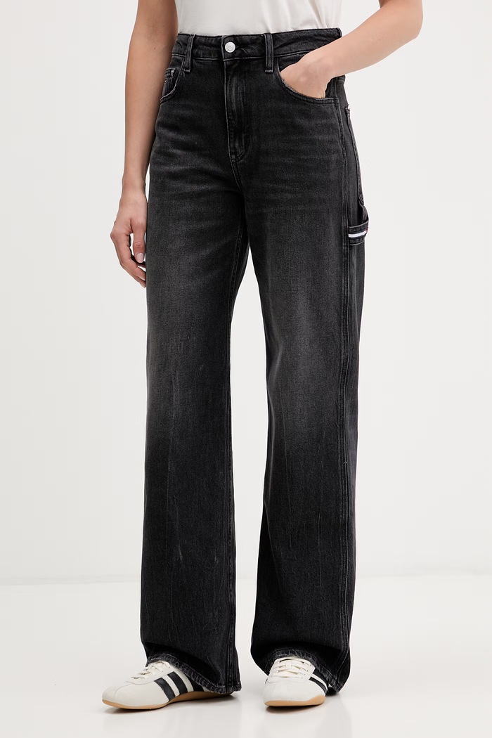 Tommy Jeans jeansy straight damskie czarny DW0DW22713