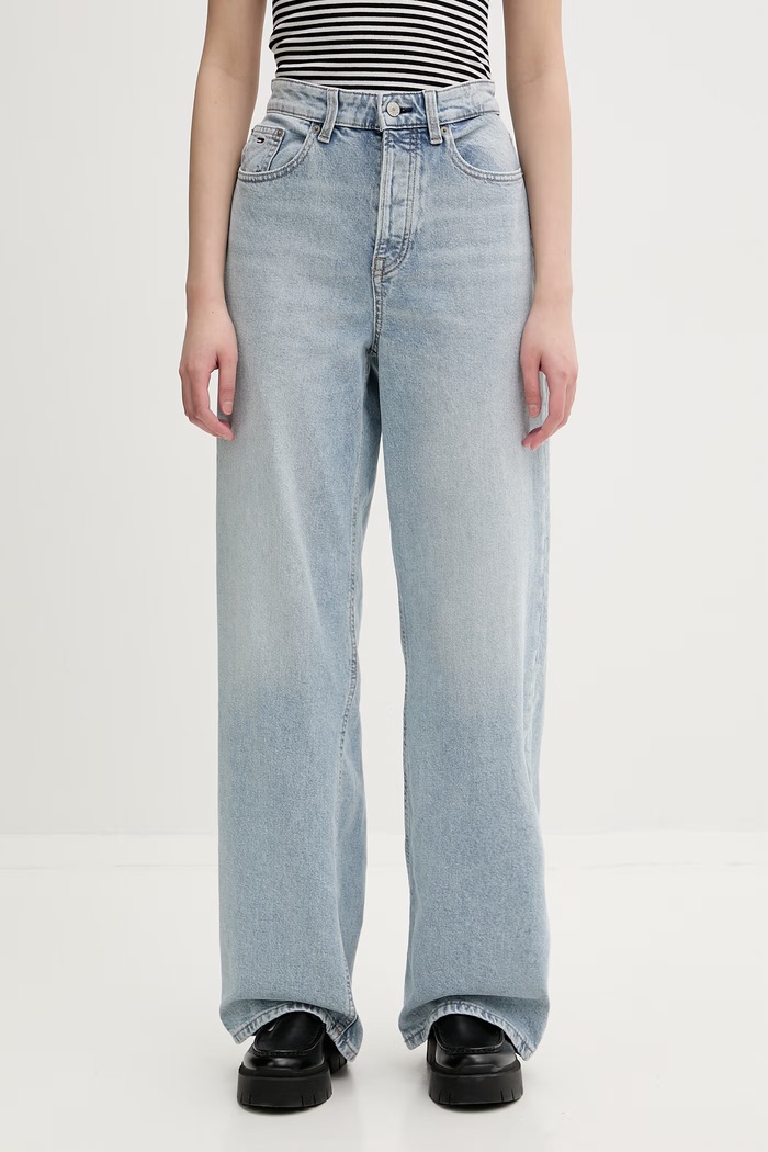 Tommy Jeans wide leg džíny dámské modrá DW0DW23027