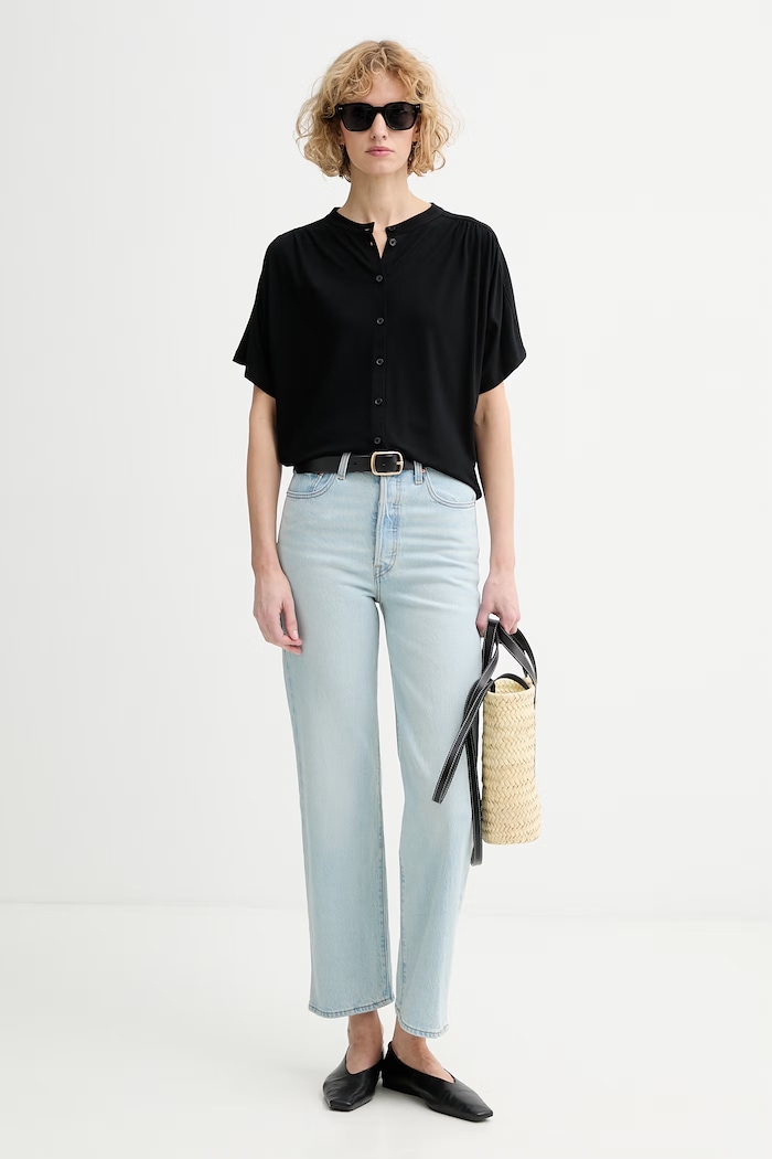 Levi's blugi straight pentru femei RIBCAGE STRAIGHT ANKLE 72693.0256 albastru SS26