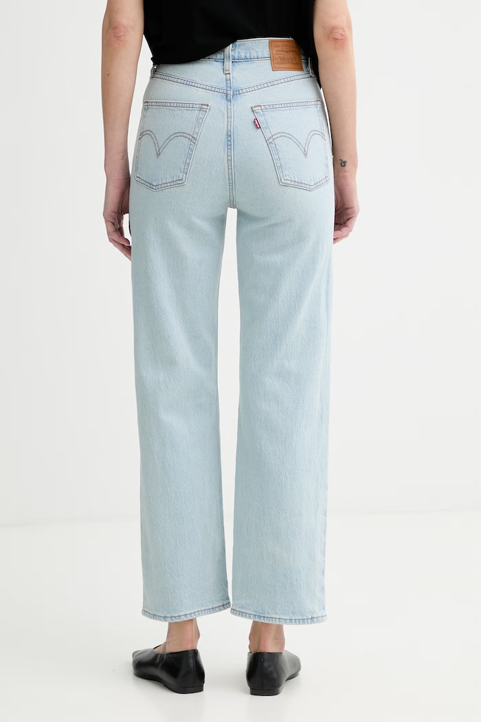 Îmbrăcăminte Levi's blugi straight pentru femei RIBCAGE STRAIGHT ANKLE 72693.0256 albastru