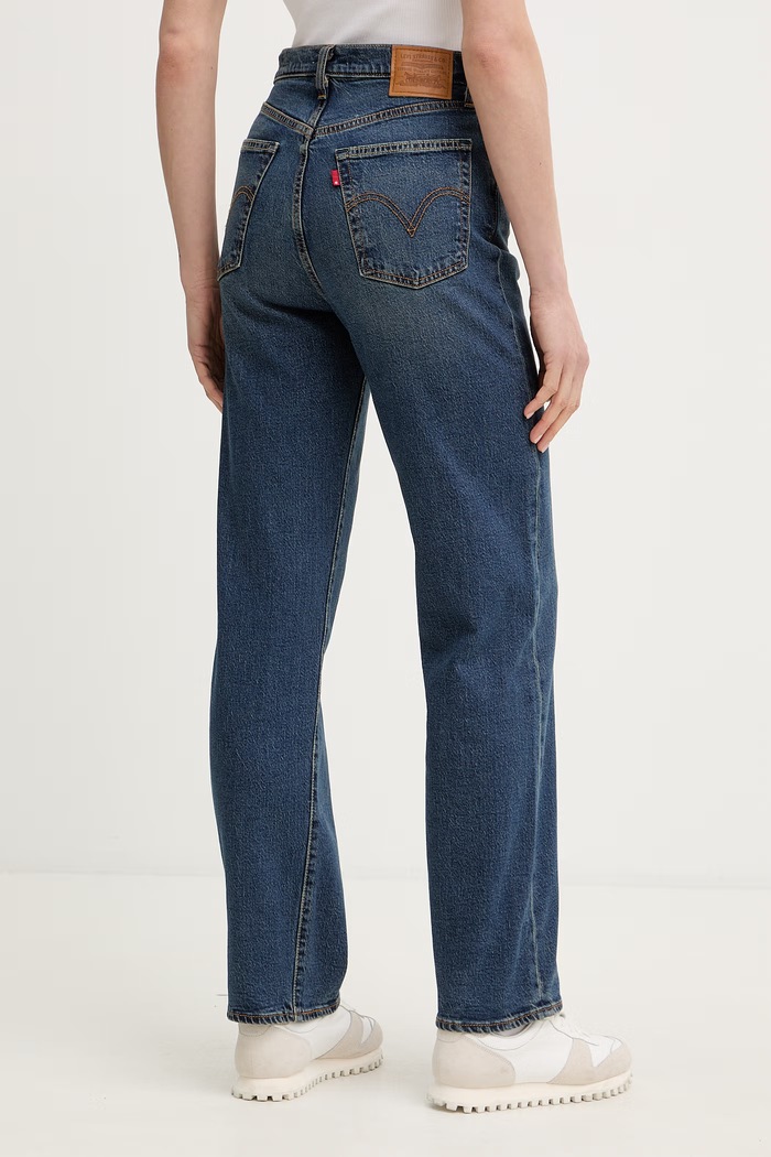 Oblečenie Levi's rifle straight dámske RIBCAGE STRAIGHT ANKLE 72693.0281 tmavomodrá