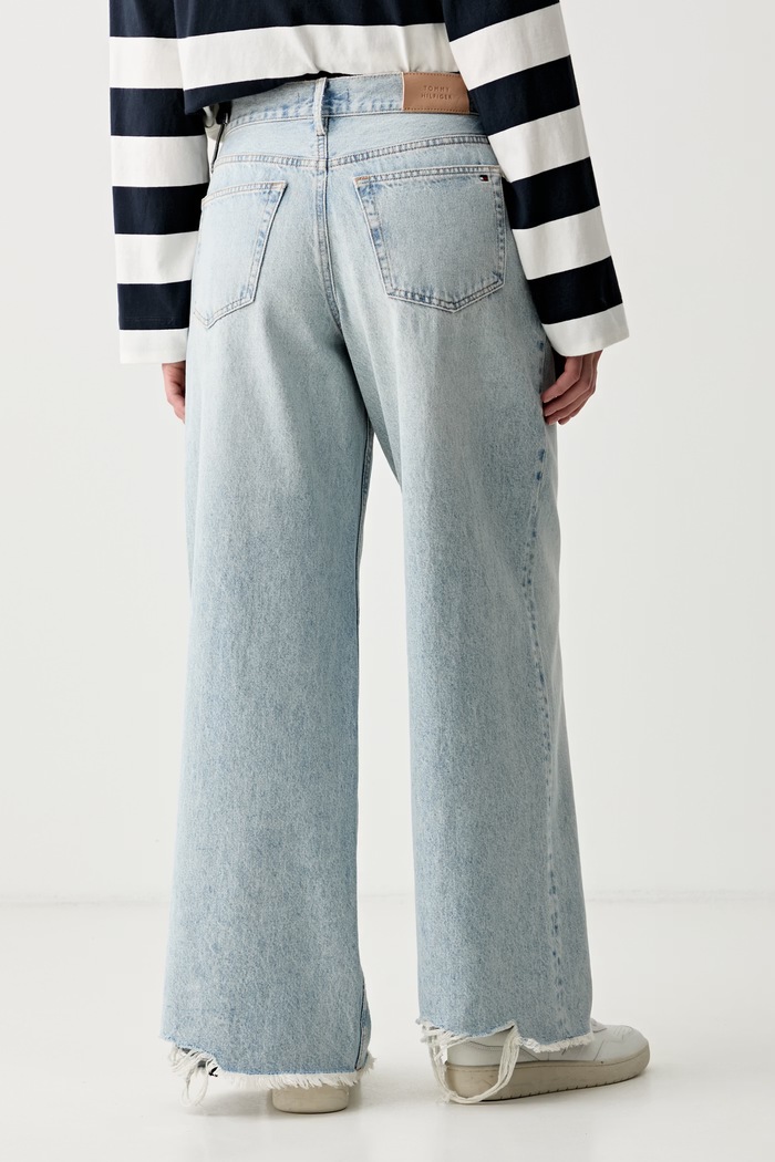 Дрехи Tommy Hilfiger дънки wide leg дамски WW0WW48573 син