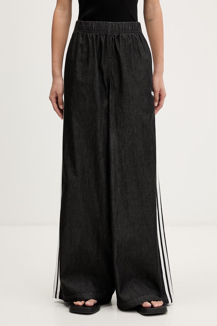 adidas Originals pantaloni drepți pentru femei, din bumbac gri KY8112