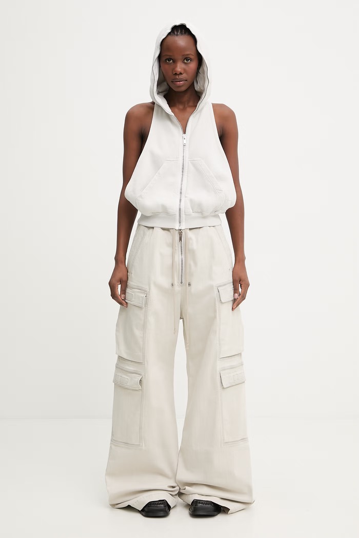Rick Owens DRKSHDW Double Cargo Jumbo volné džíny dámské béžová DS01F4324.SDMW