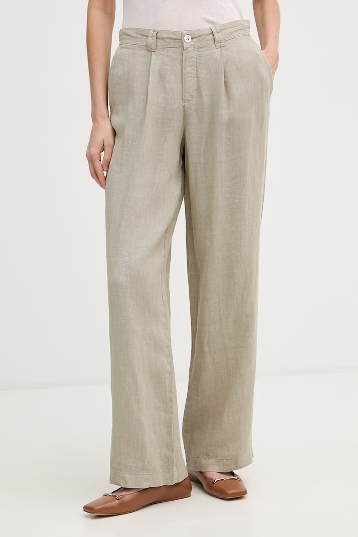 Marc Aurel pantaloni pentru femei din in verde 1332A10564