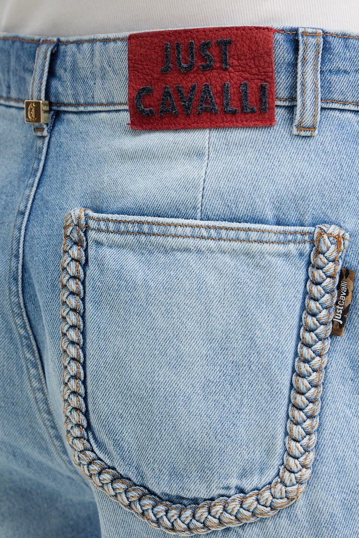 Just Cavalli blugi drepți pentru femei 80PAB5T3.CDWCD albastru