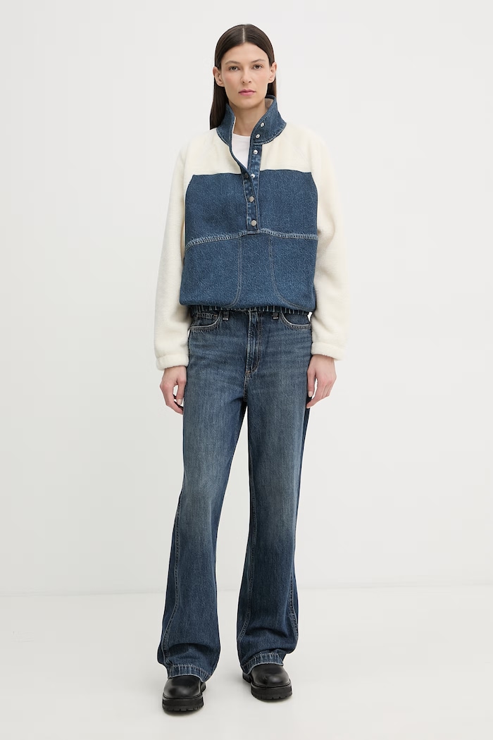 rag & bone blugi wide leg pentru femei Logan RJ7025H1RIN albastru SS26
