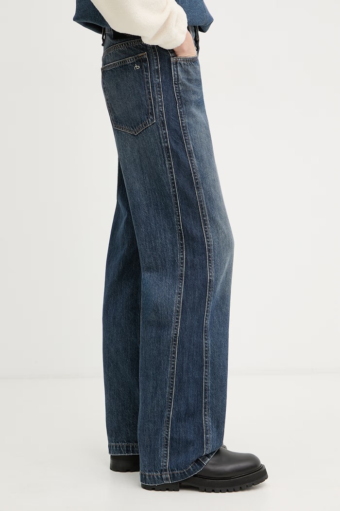 rag & bone blugi wide leg pentru femei Logan albastru RJ7025H1RIN