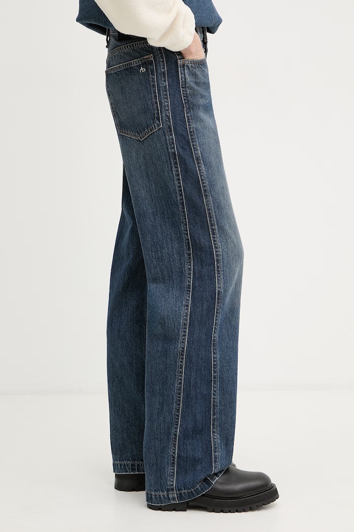 rag & bone blugi wide leg pentru femei Logan albastru RJ7025H1RIN