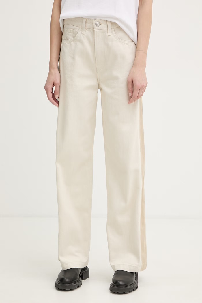 rag & bone blugi wide leg pentru femei Logan bej RJ7025H1RST