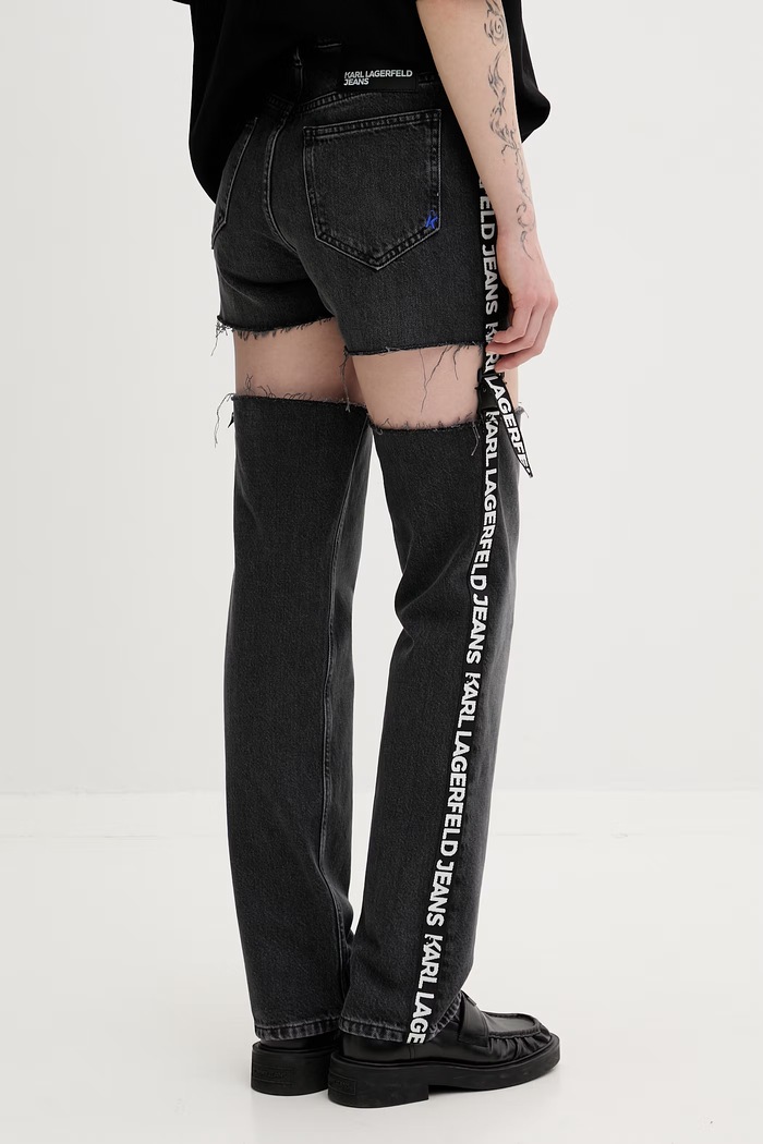 Oblečenie Karl Lagerfeld Jeans rifle rovné dámske B2W10083 sivá