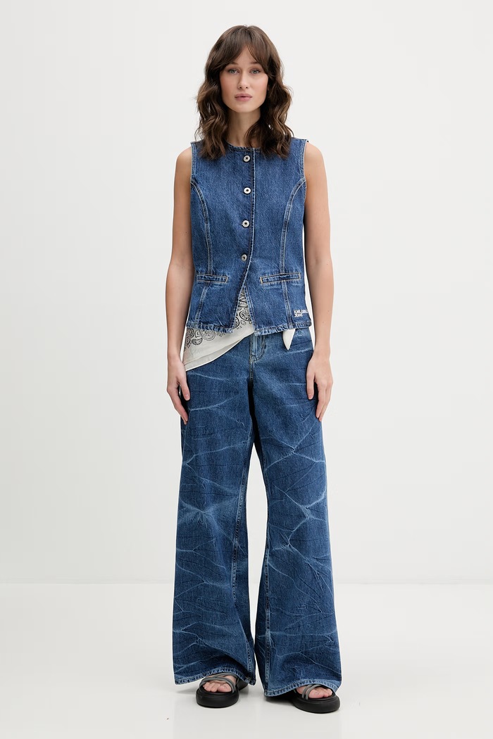 Karl Lagerfeld Jeans a gamba larga da donna B2W10101 blu SS26