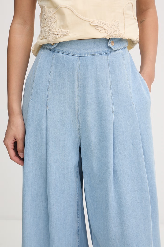 Blugirl Blumarine nohavice dámske s lyocellom modrá RA6080.D5049