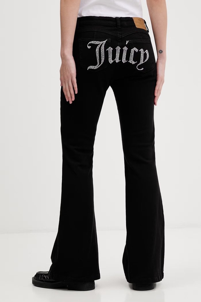 Odzież Juicy Couture jeansy flare damskie LOW RISE BOOTCU JCDJE126955 czarny