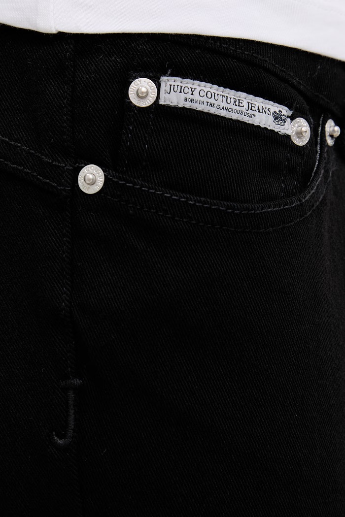 Juicy Couture jeansy flare damskie LOW RISE BOOTCU czarny JCDJE126955