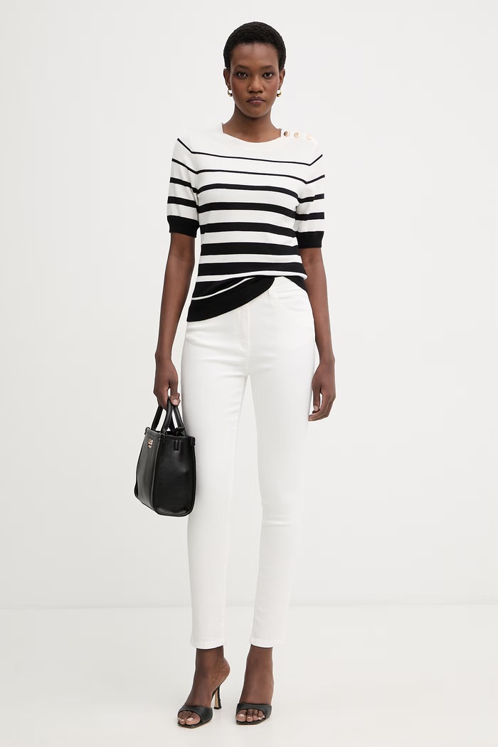 Morgan blugi skinny pentru femei PARDAM1 alb SS26