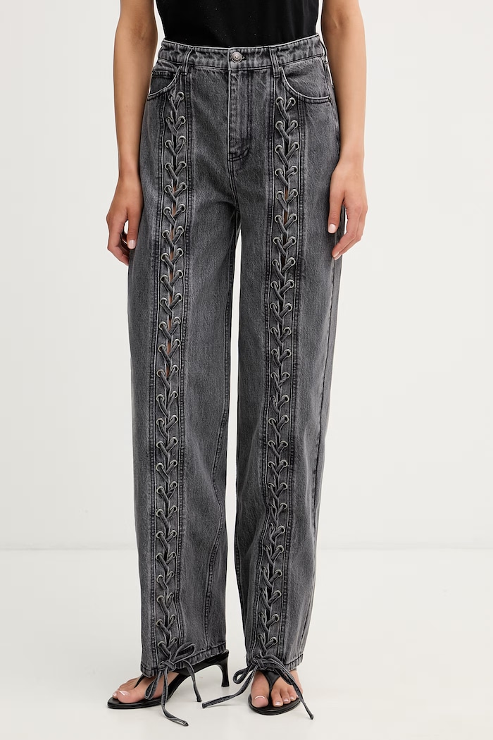 Rotate jeansy relaxed fit damskie szary 115069100