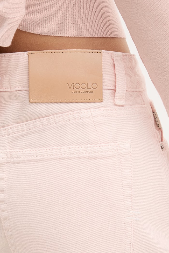 ViCOLO jeansy relaxed fit damskie różowy DAB5150