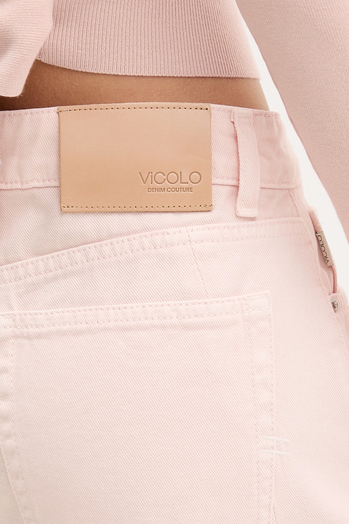 ViCOLO jeansy relaxed fit damskie różowy DAB5150