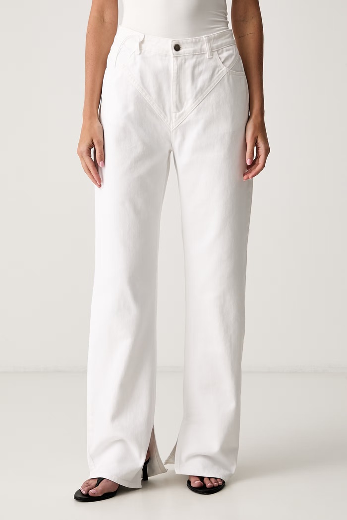 Le Privé jeansy straight damskie DEMI JEANS BLANC biały LP00792