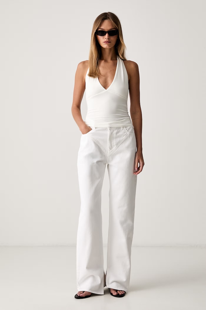Le Privé jeansy straight damskie DEMI JEANS BLANC LP00792 biały SS26