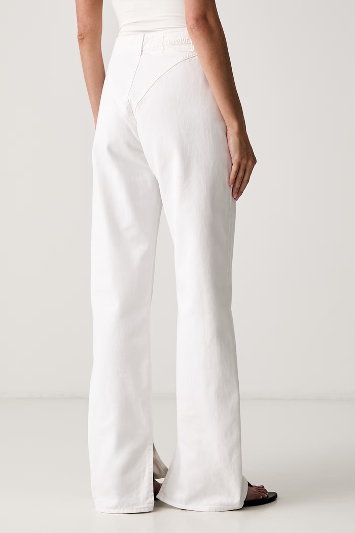 Odzież Le Privé jeansy straight damskie DEMI JEANS BLANC LP00792 biały