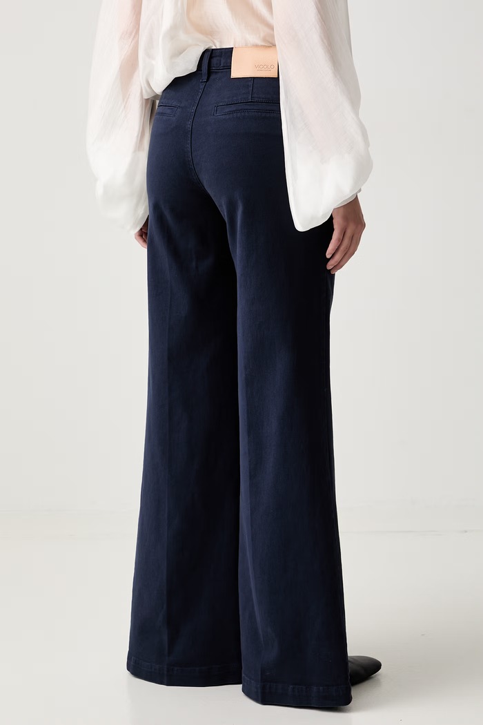 Odzież ViCOLO jeansy wide leg damskie DAB5171 granatowy