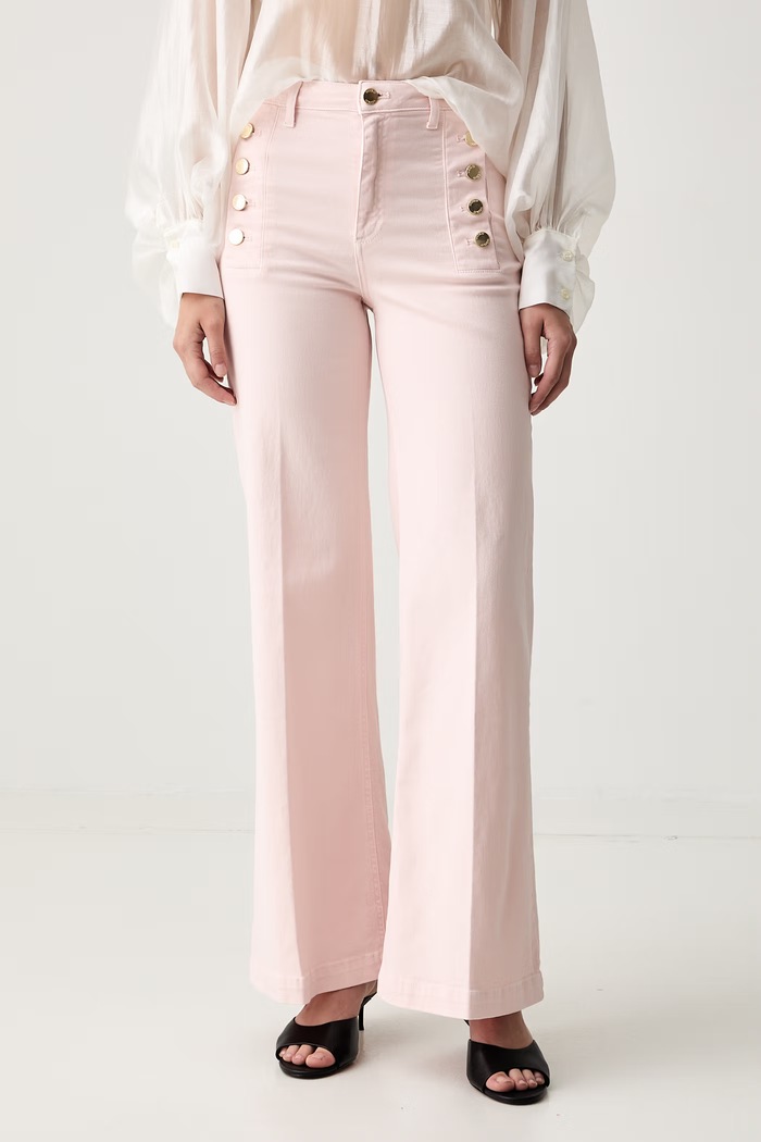 ViCOLO jeansy wide leg damskie różowy DAB5169