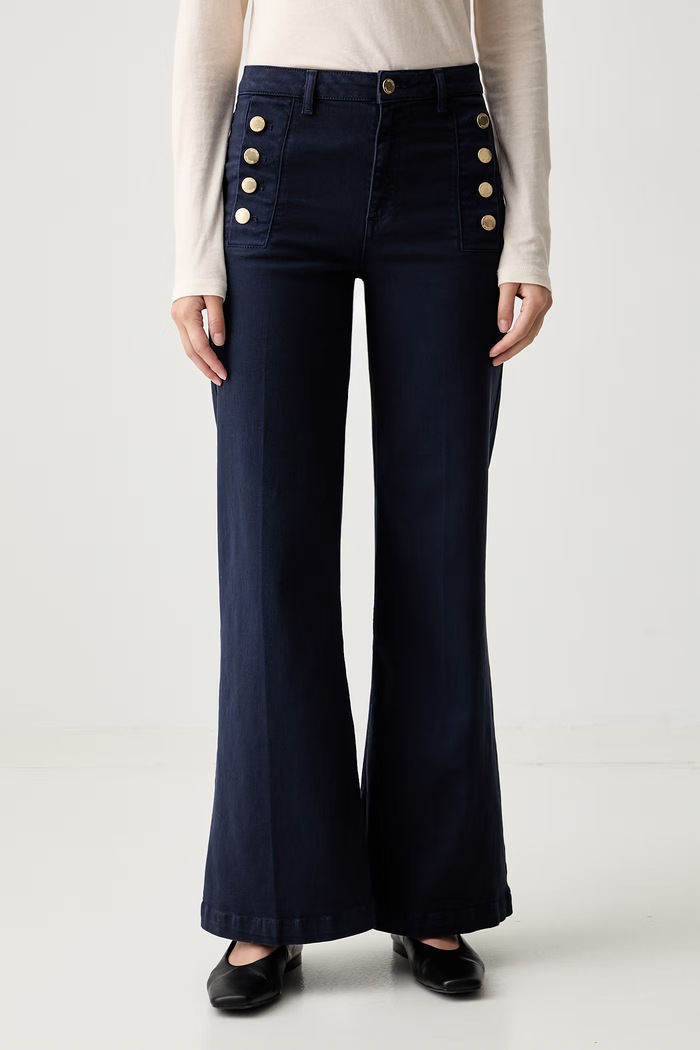 ViCOLO jeansy wide leg damskie niebieski DAB5169