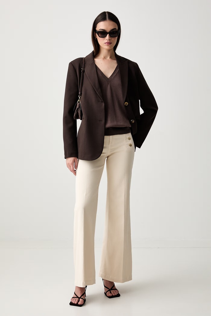 ViCOLO jeansy wide leg damskie DAB5169 beżowy SS26