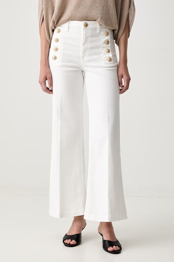 ViCOLO jeansy wide leg damskie biały DAB5041