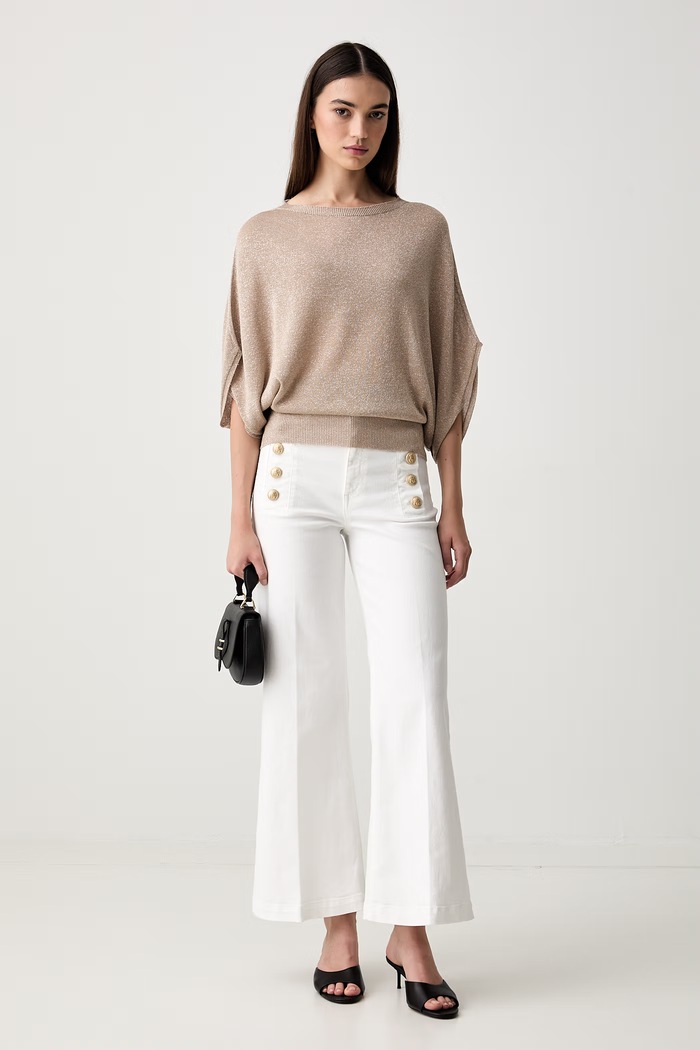 ViCOLO jeansy wide leg damskie DAB5041 biały SS26