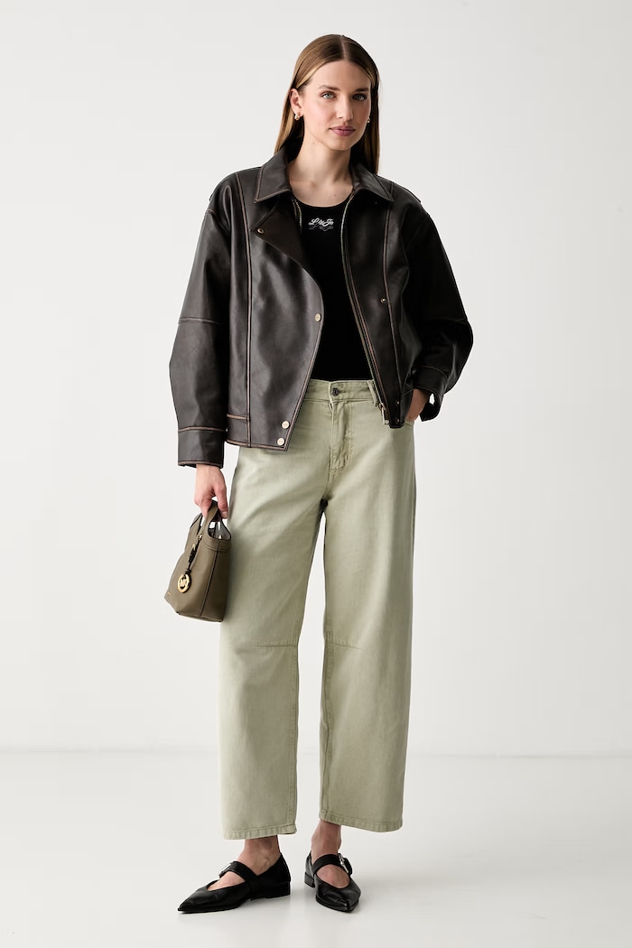 Haveone jeansy relaxed fit damskie PGZ.Q296 zielony SS26