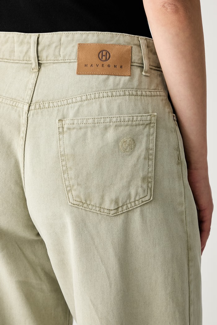Haveone jeansy relaxed fit damskie zielony PGZ.Q296