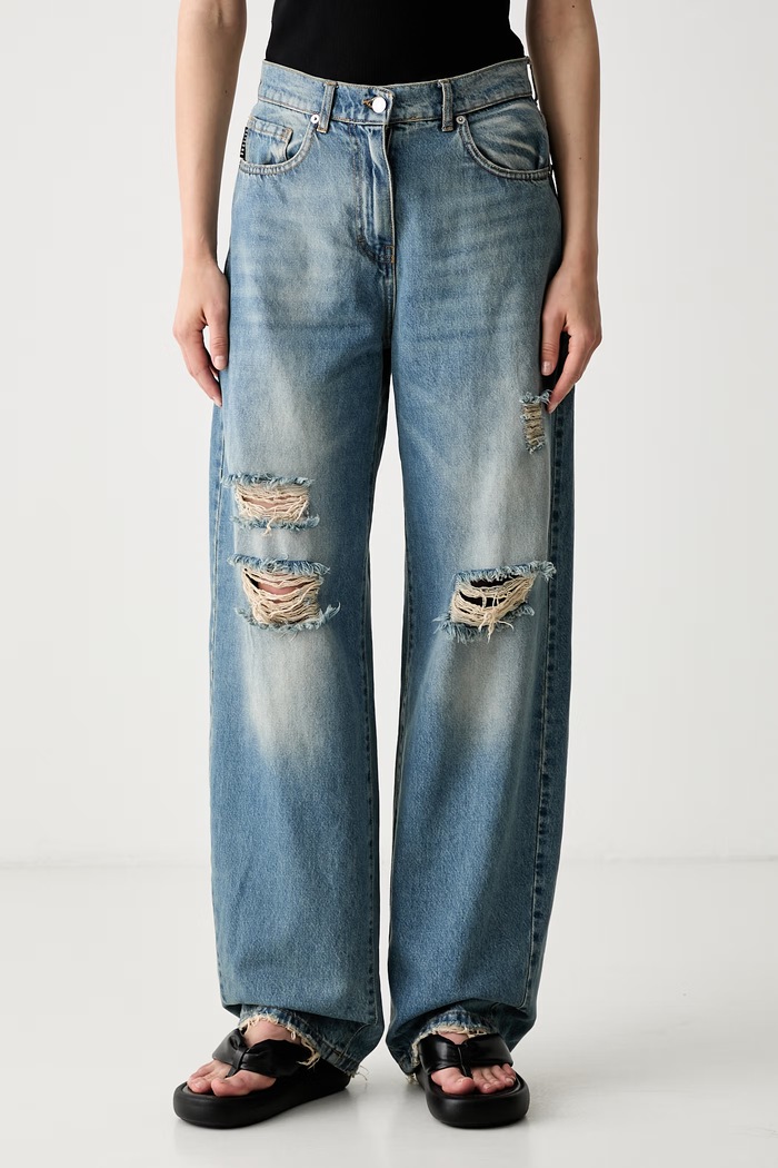 Haveone jeansy relaxed fit damskie niebieski PLS.Q042
