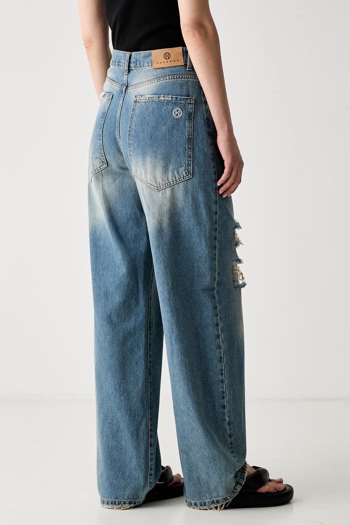 Odzież Haveone jeansy relaxed fit damskie PLS.Q042 niebieski