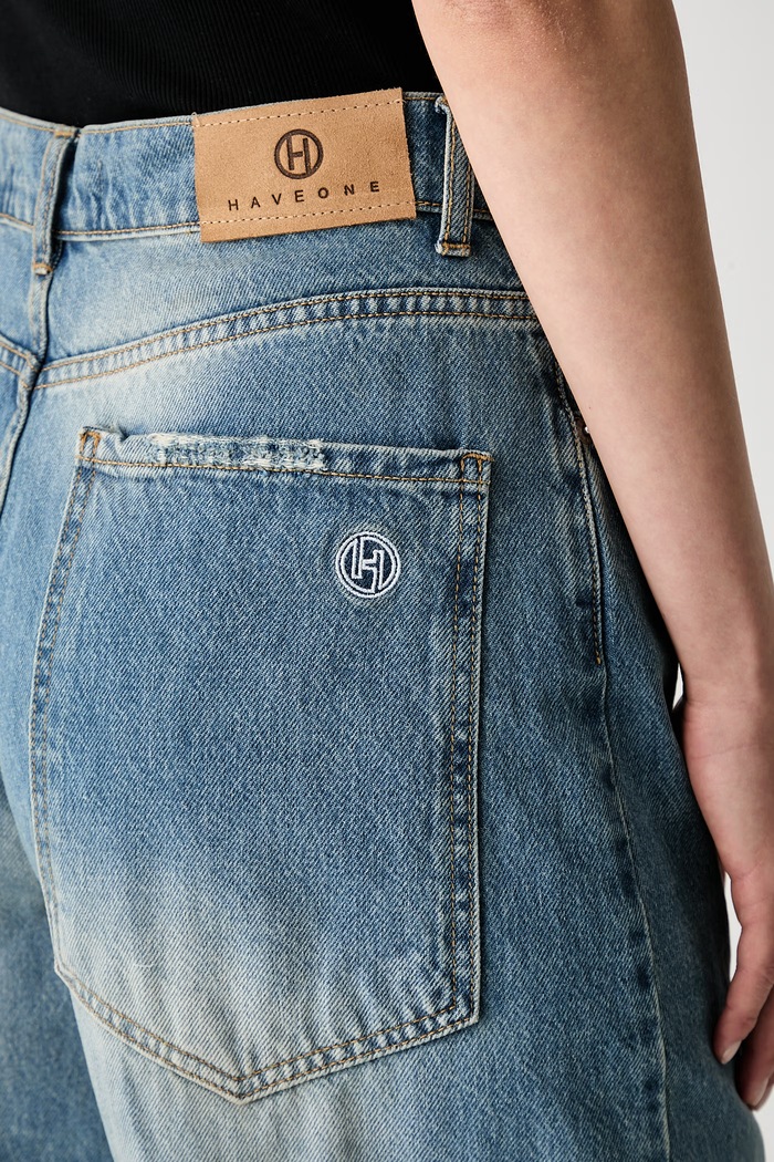 Haveone jeansy relaxed fit damskie niebieski PLS.Q042